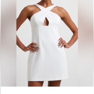 NWT $128 French Connection Whisper Ruth cream white crossover cutout dress Sz 10